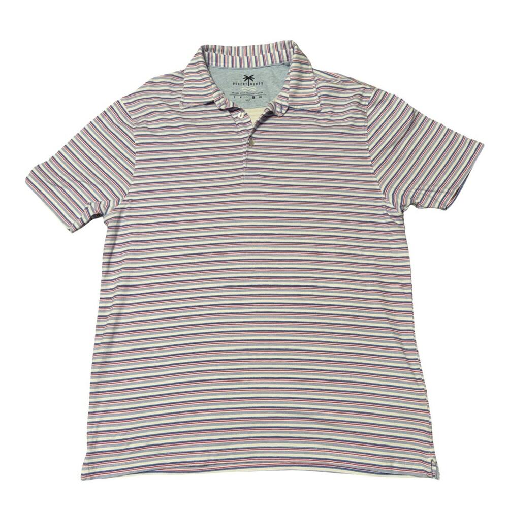 Desert Dunes Men’s Striped Polo Shirt Red/White/Blue Short Sleeve Size XL